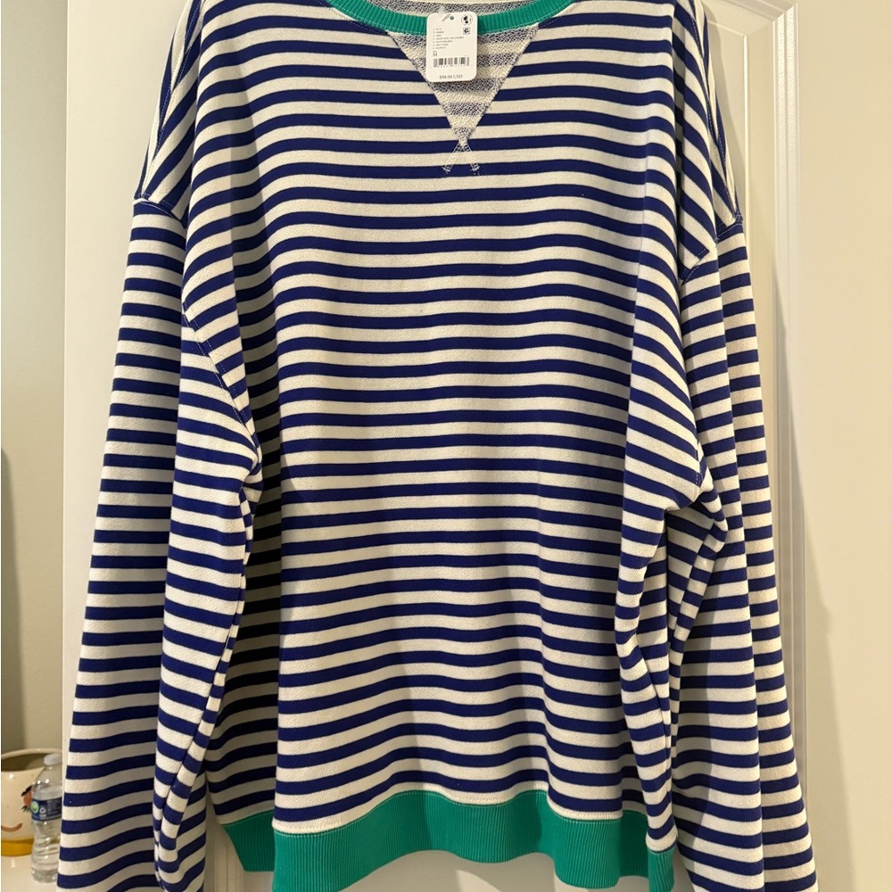 Free People Striped Oversized crewneck